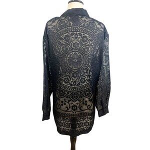 Anthony Floral Lace Shirt M Black Chic Urban Whimsigoth Boho Western Retro 80s